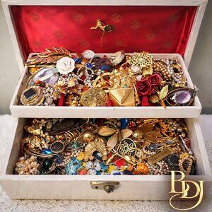 BDJ Treasure Chest • 3 LB Jewelry Lot • Wearable + Craft + Repair